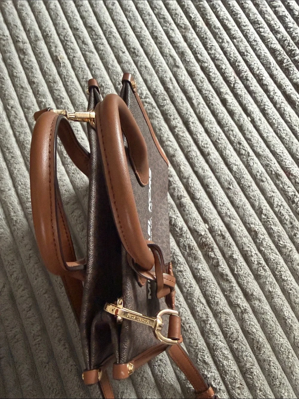 Michael Kors Chocolate Brown Logo Satchel with Crossbody Strap